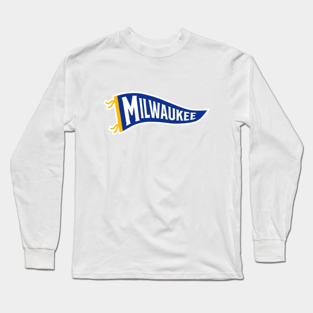 Milwaukee Pennant White Long Sleeve T-Shirt by KFig21